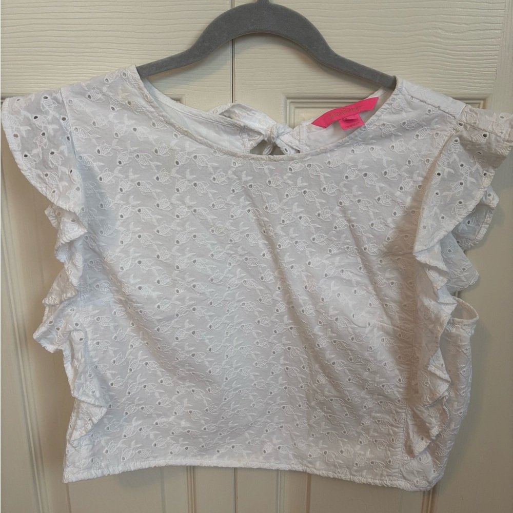 Lilly Pulitzer fish eyelet crop top 6